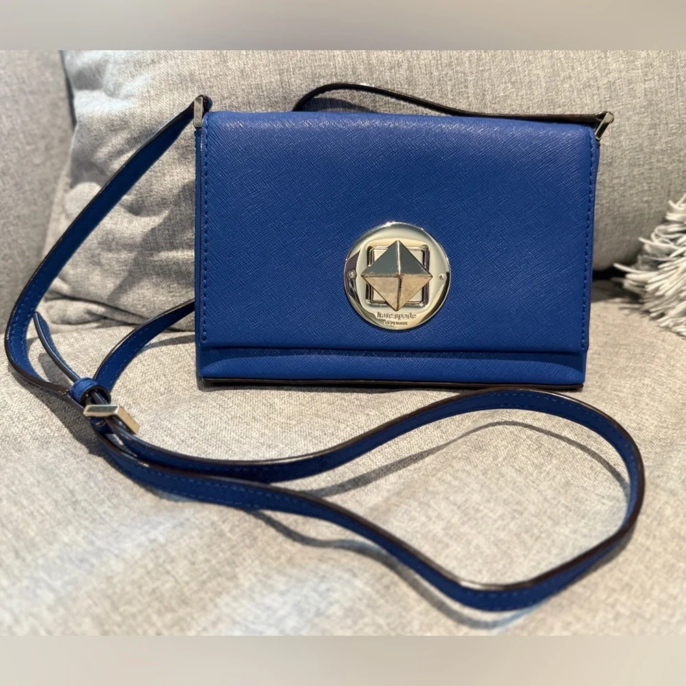 Kate Spade Newbury Lane Sally Crossbody Bag in Royal Blue Saffiano Leather, EUC - Picture 2 of 14
